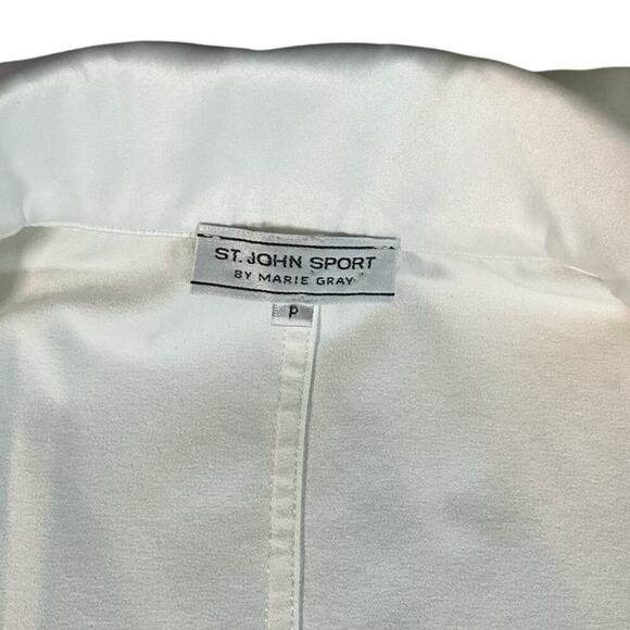 St. John Sport By Marie Gray White Red Gold Preppy Coat Size P Beautiful Detail - Picture 13 of 16